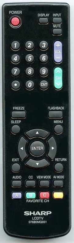 SHARP 9JD076B0MQ051 TV Remote